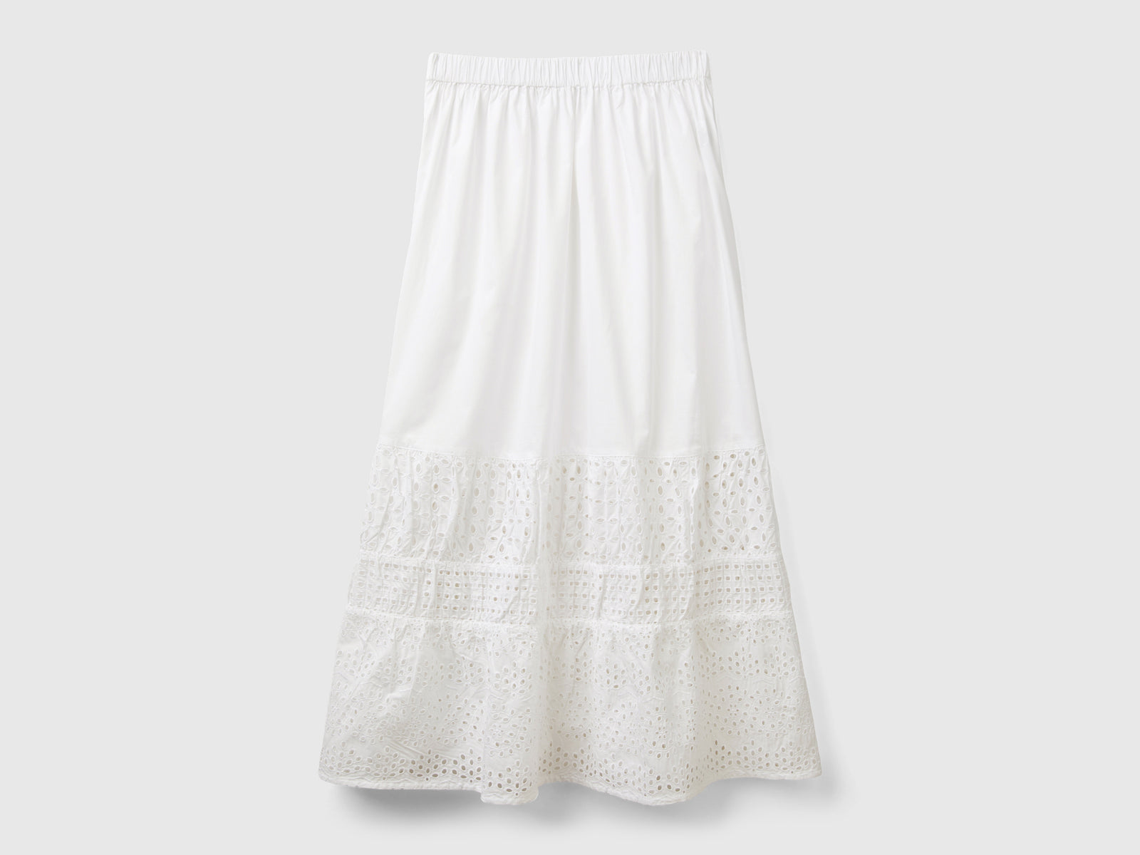 Gonna con ricami sangallo da donna bianco 2 | Benetton Outlet