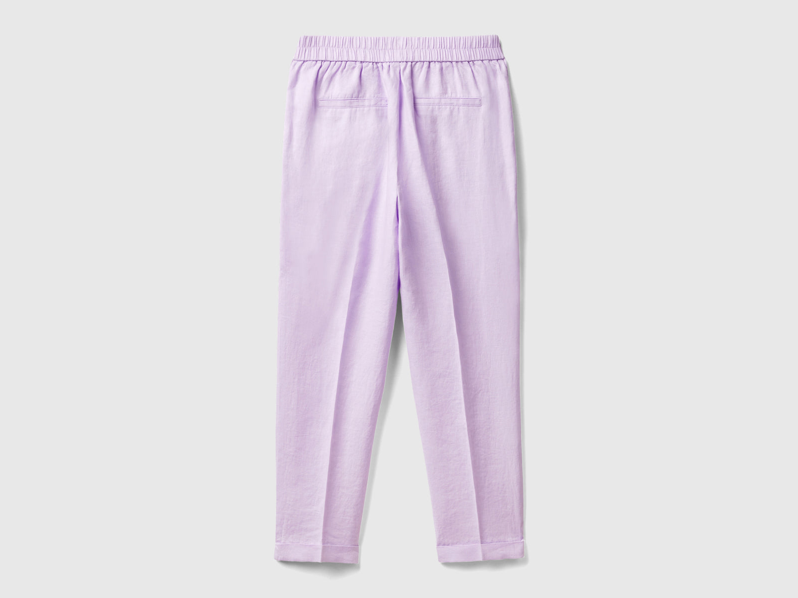 Pantaloni cropped in 100% lino da donna lilla 2 | Benetton Outlet
