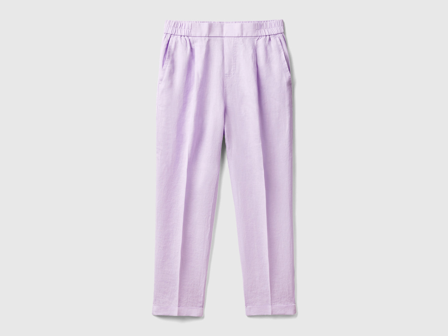 Pantaloni cropped in 100% lino da donna lilla | Benetton Outlet