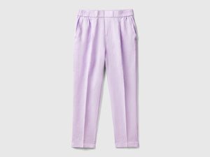 Pantaloni cropped in 100% lino