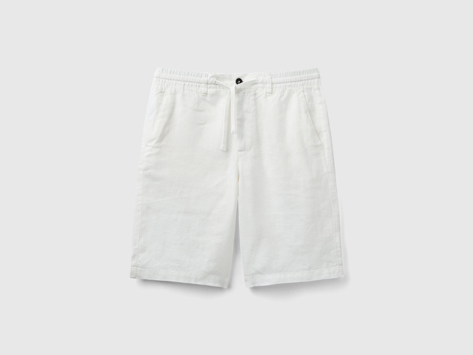 Bermuda in 100% lino da uomo bianco panna | Benetton Outlet