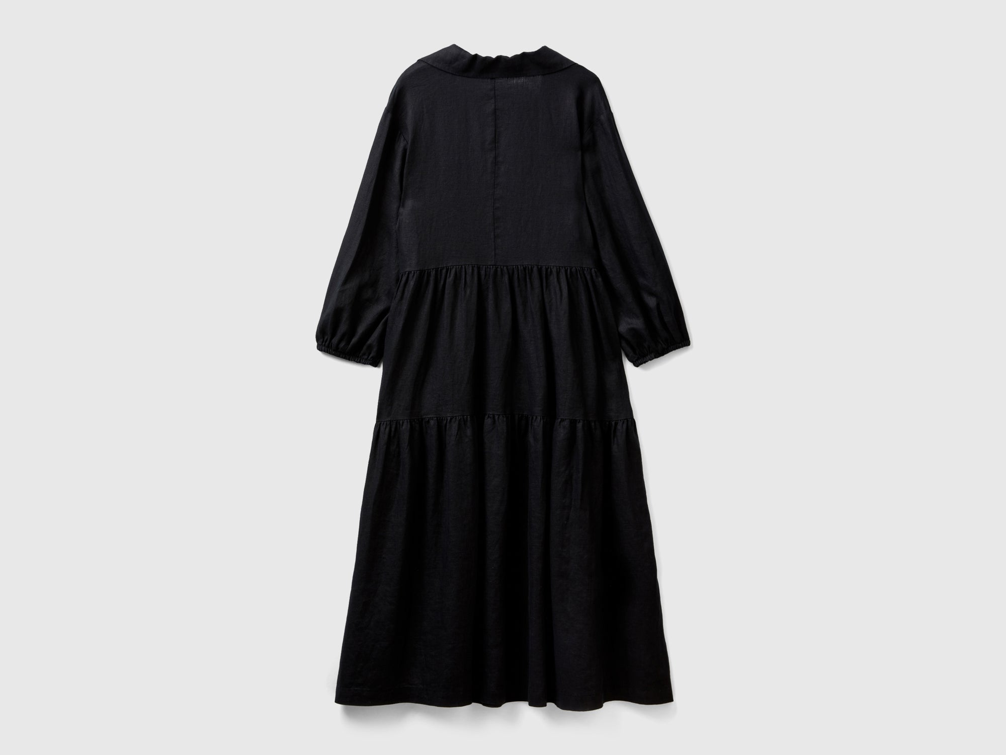 Pure linen ruffled dress da donna nero | Benetton Outlet Pure linen ruffled dress da donna nero | Benetton Outlet