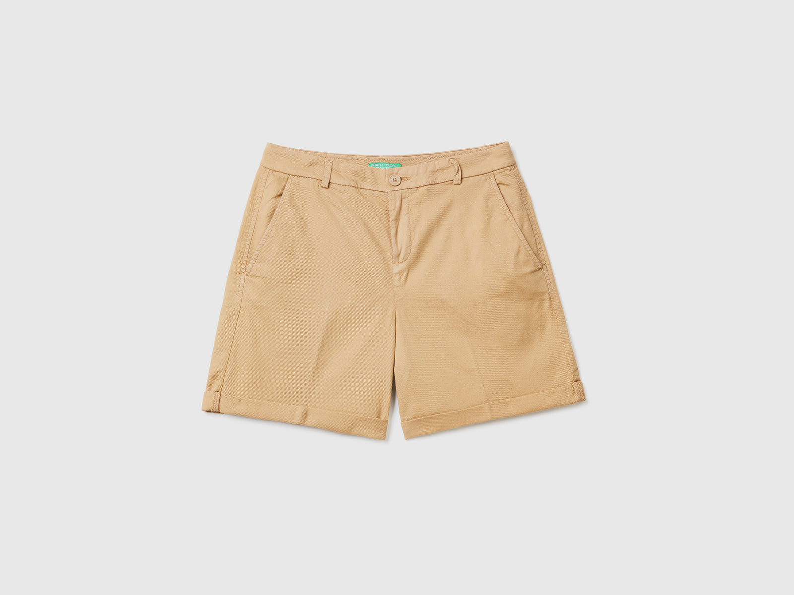 Bermudas de algodón elástico da donna cammello | Benetton Outlet