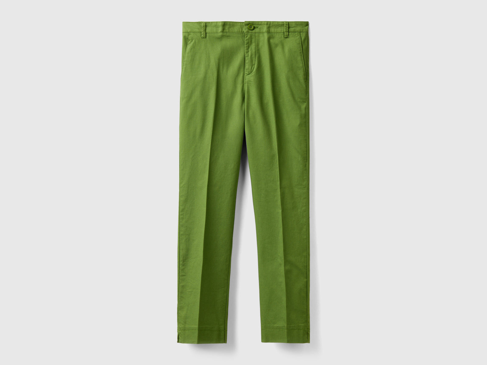 Chino in cotone stretch da donna verde militare | Benetton Outlet