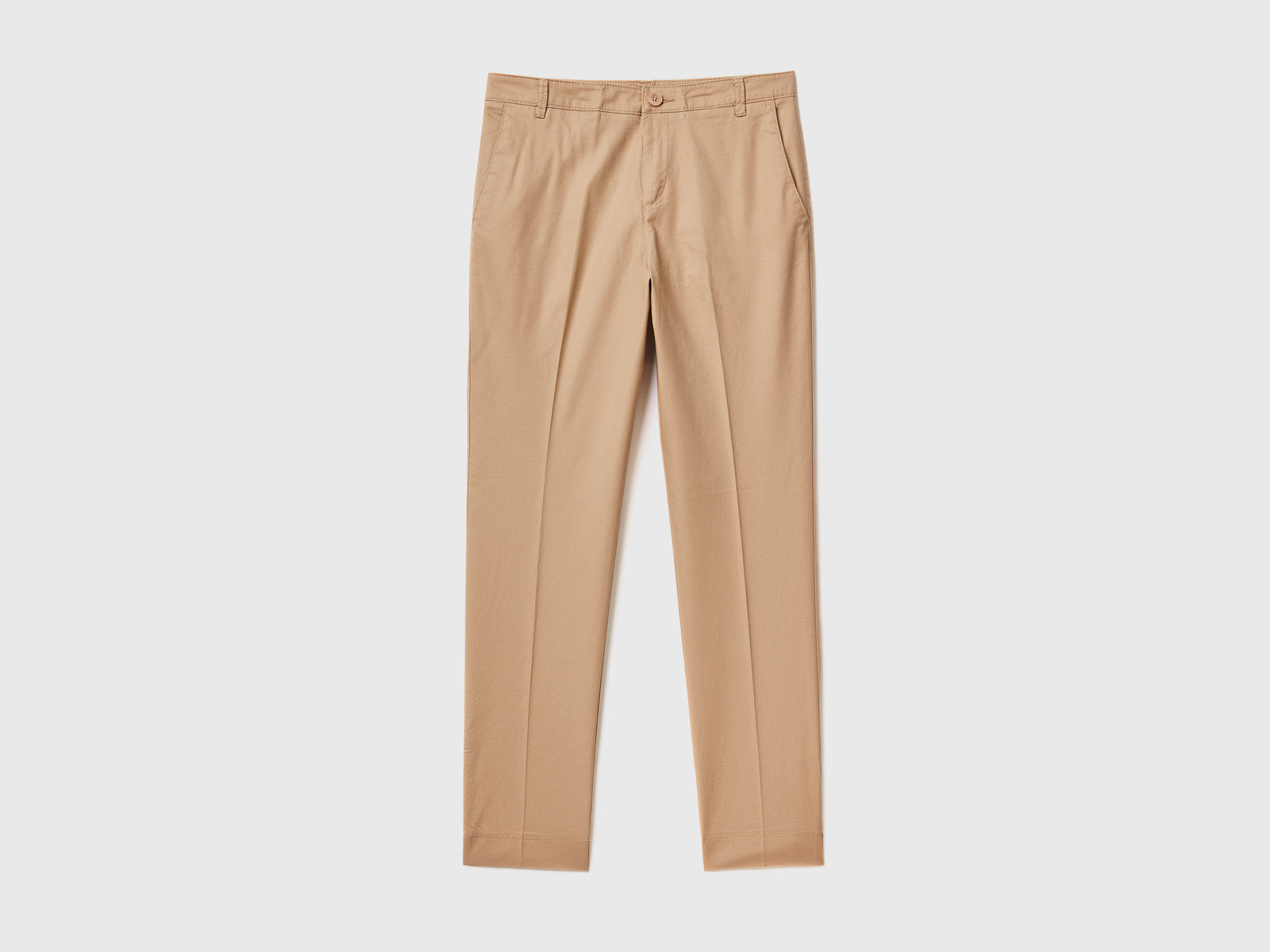 Pantalones chinos de algodón elástico da donna beige | Benetton Outlet