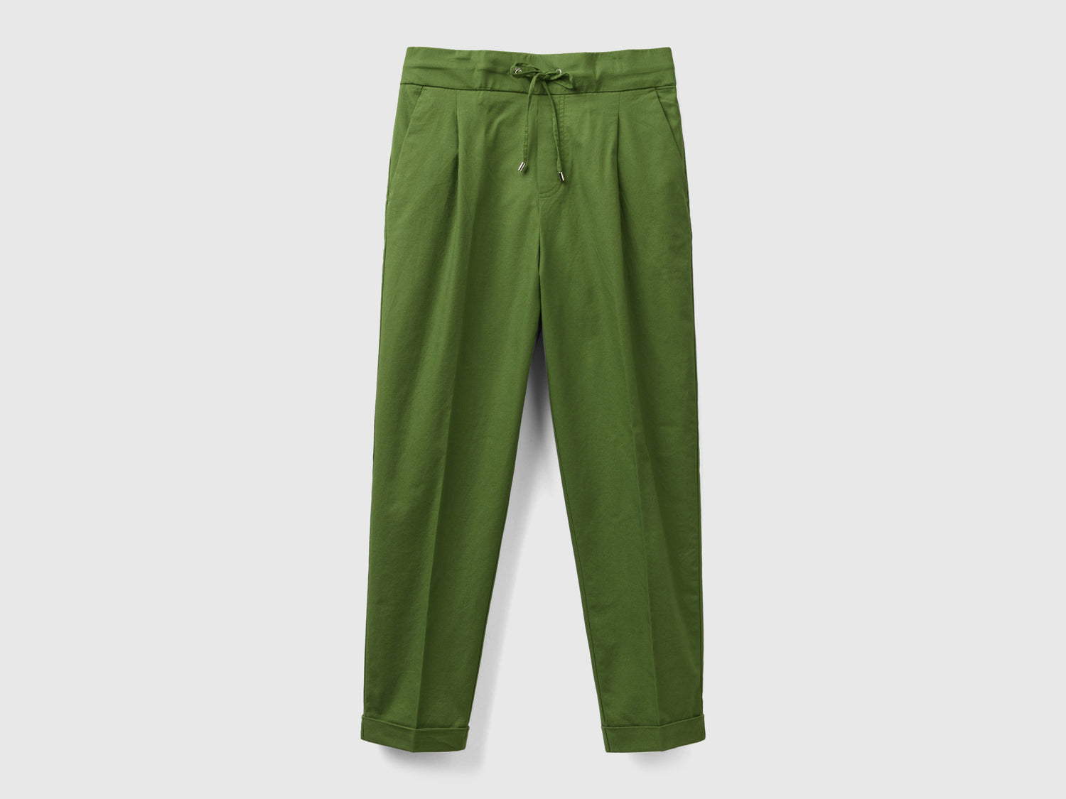 Pantalones deportivos de algodón elástico da donna verde militare | Benetton Outlet