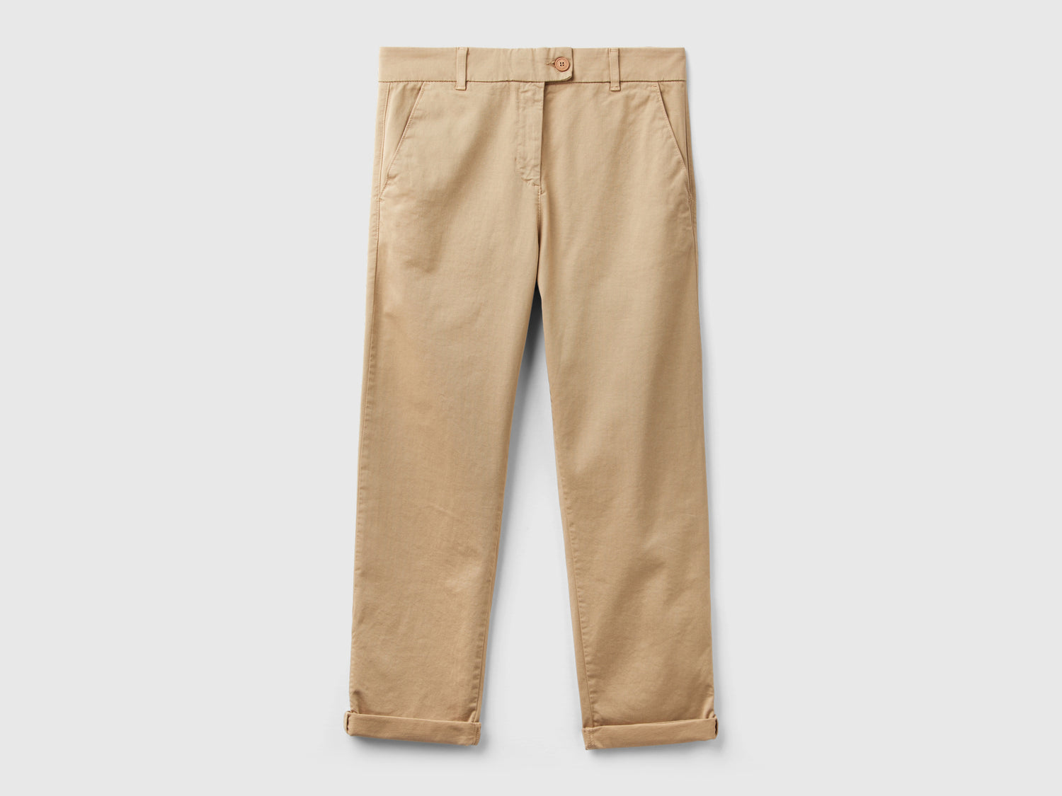 Pantaloni chino in cotone stretch da donna cammello | Benetton Outlet
