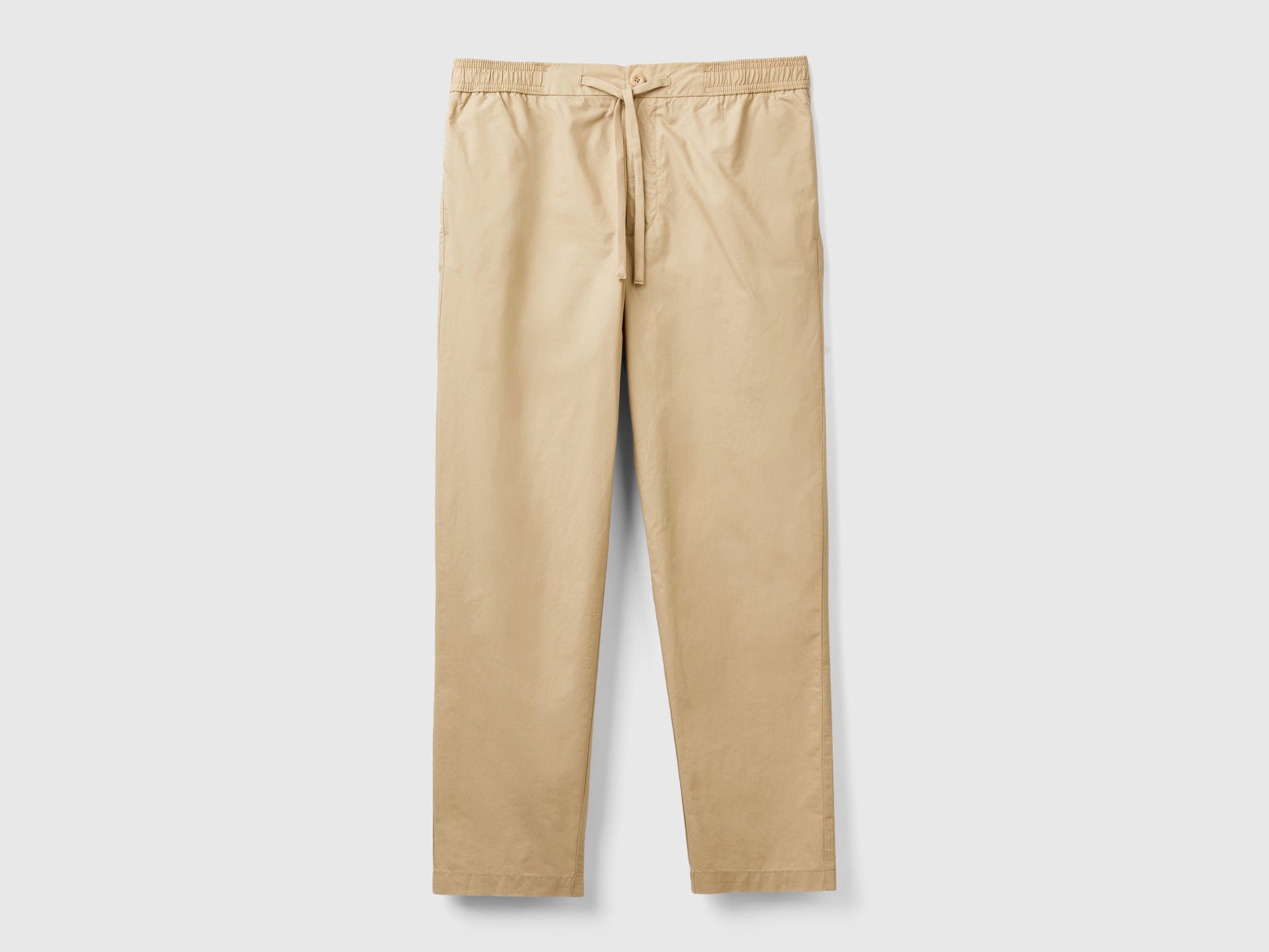 Pantaloni in tela con coulisse da uomo beige Benetton Outlet