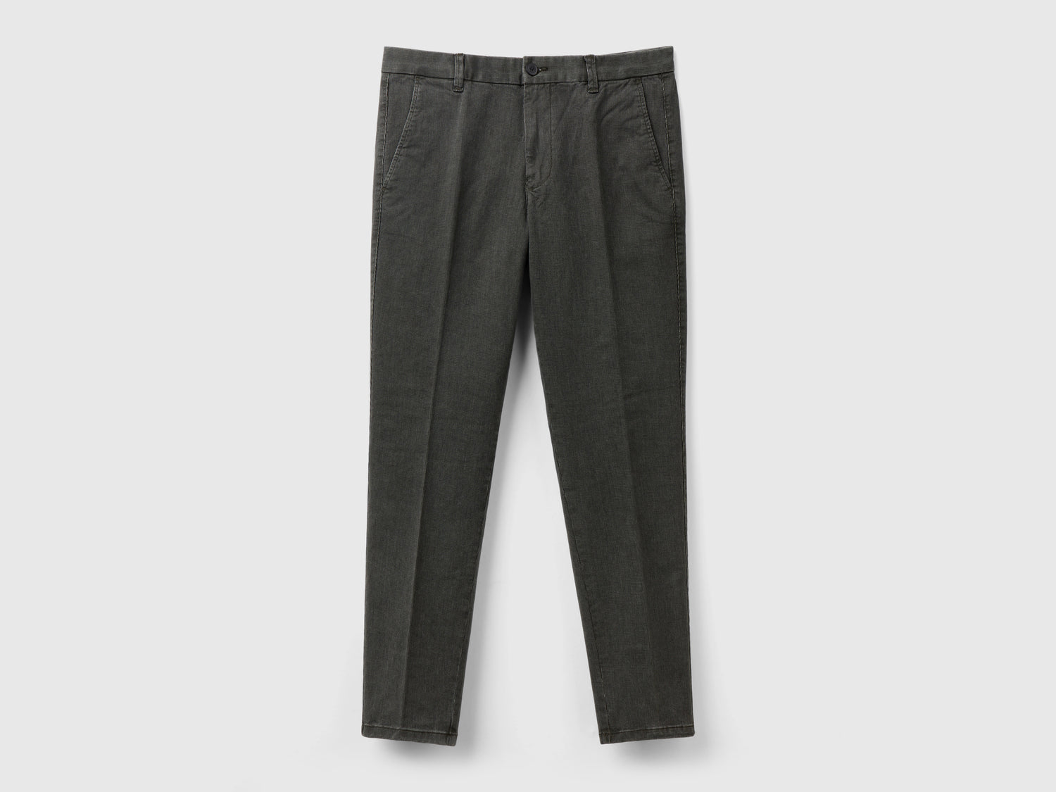 Chino micro fantasia slim fit da uomo verde oliva | Benetton Outlet