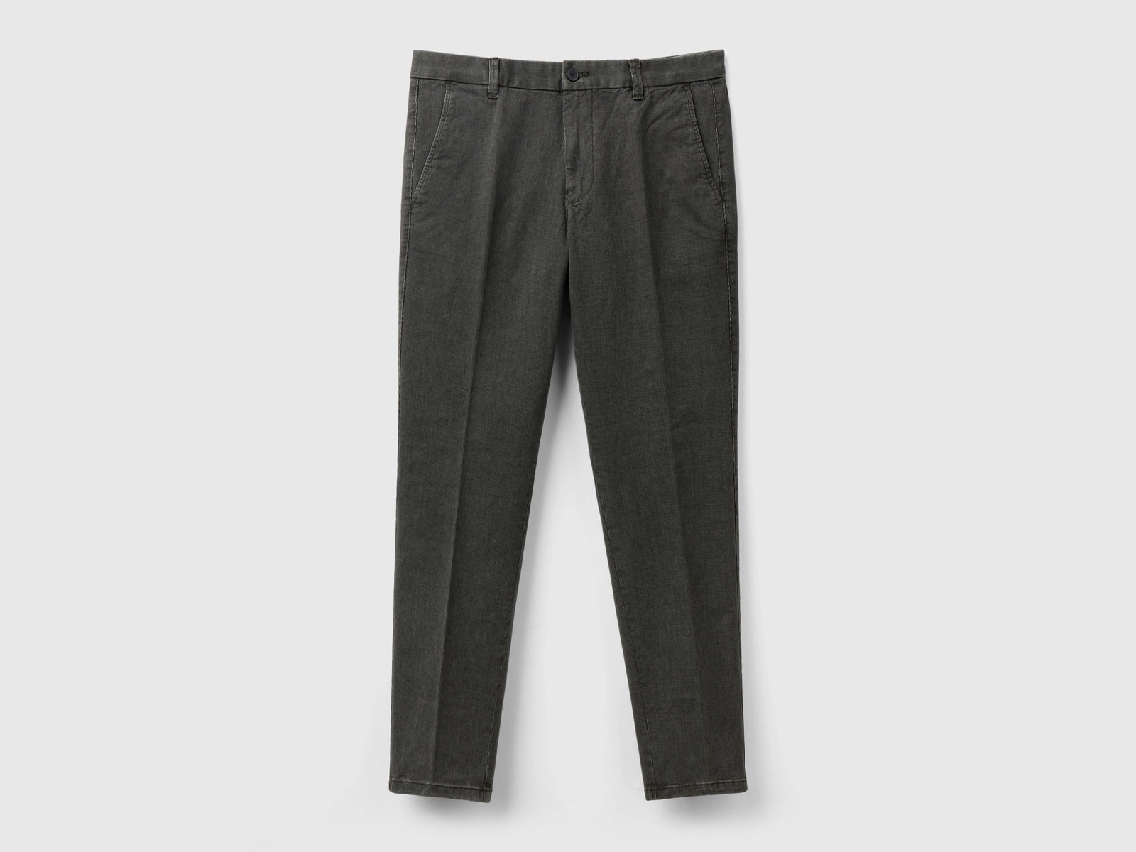 Chino micro fantasia slim fit da uomo verde oliva | Benetton Outlet