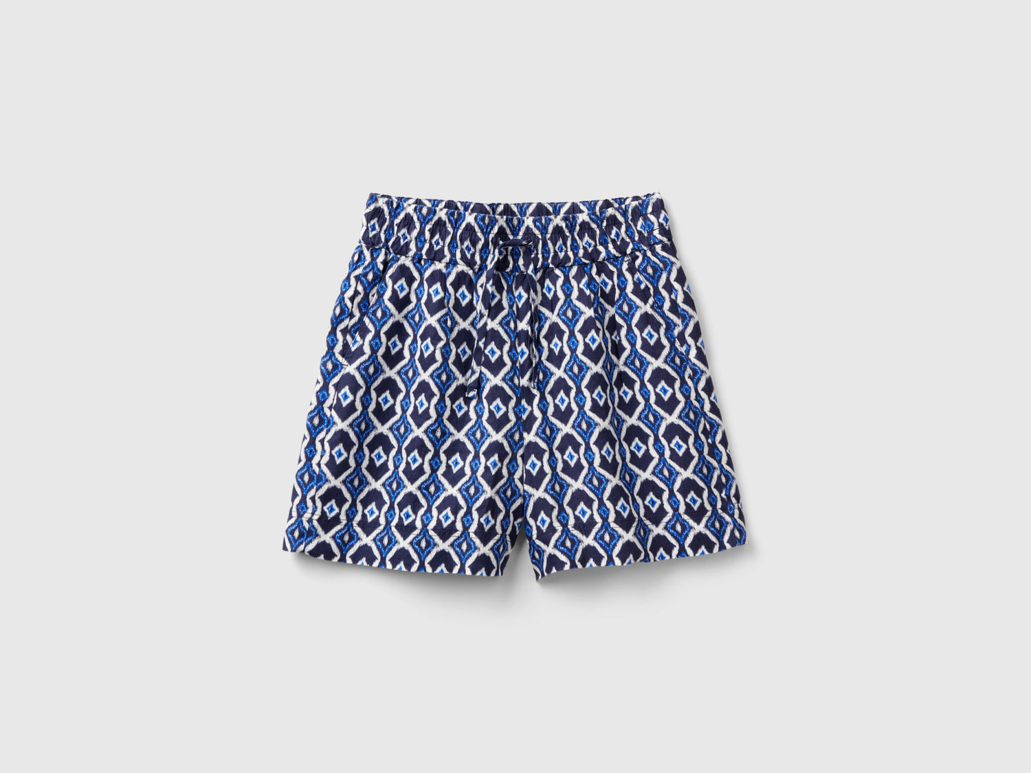 Shorts in lino stampato da donna blu scuro | Benetton Outlet