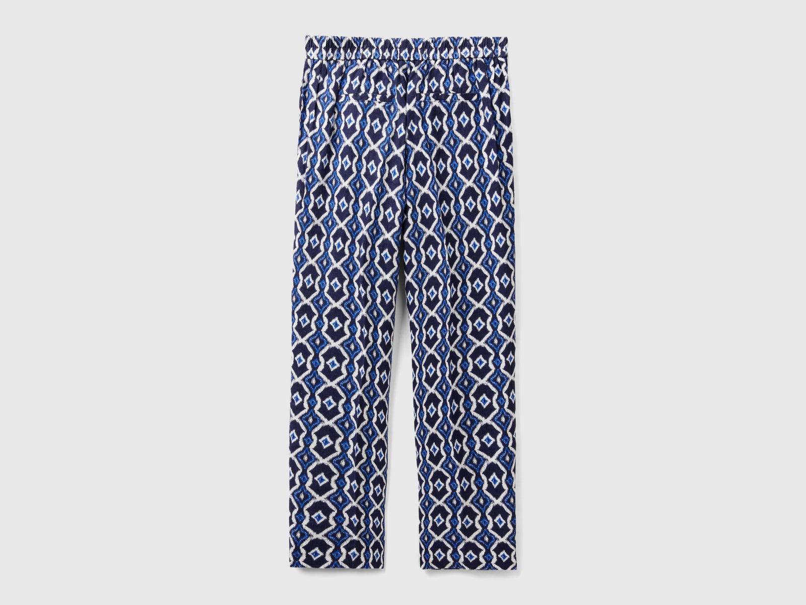 Pantaloni in lino stampato da donna blu scuro 2 | Benetton Outlet