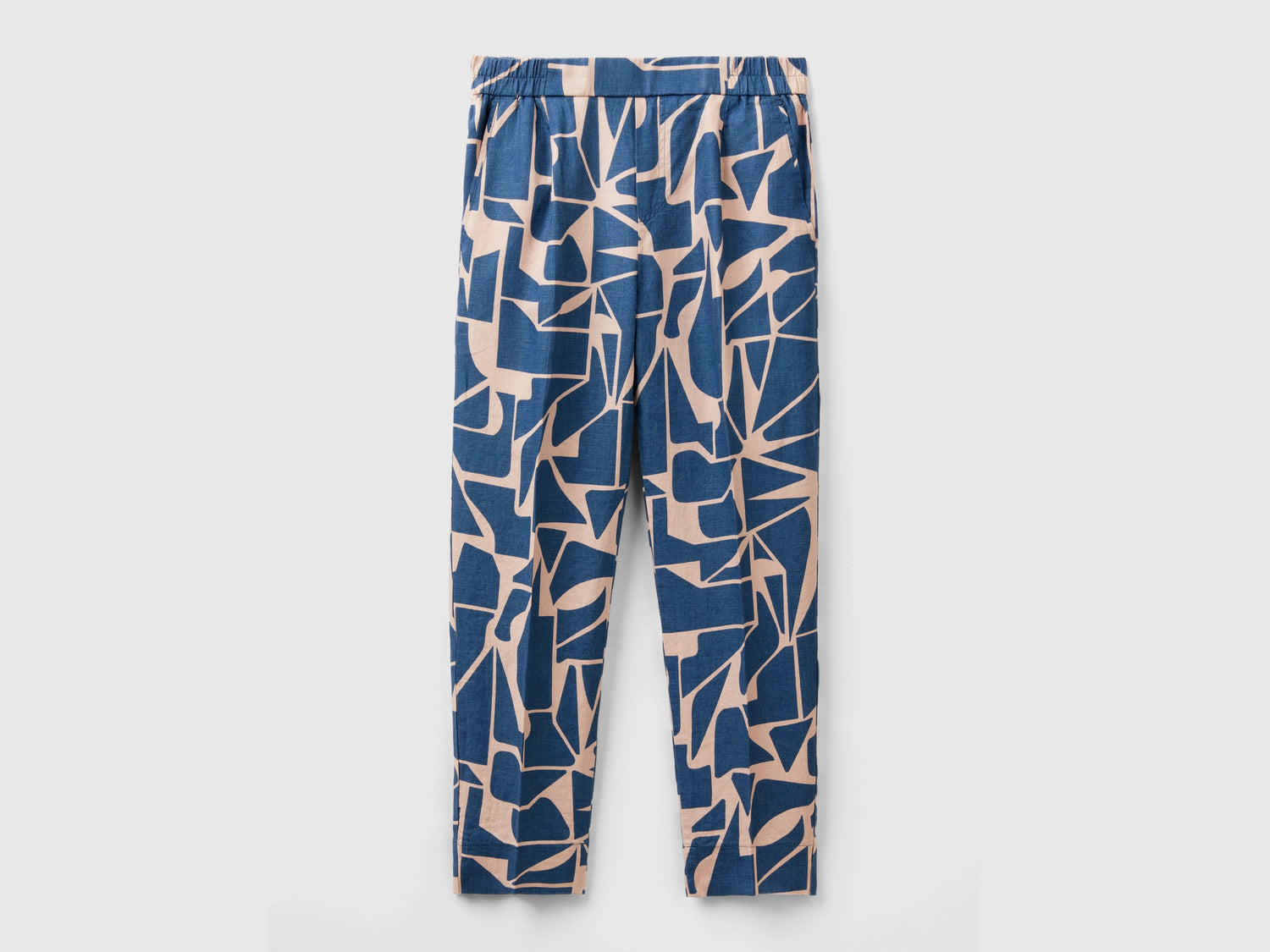 Pantaloni in lino stampato da donna avio | Benetton Outlet
