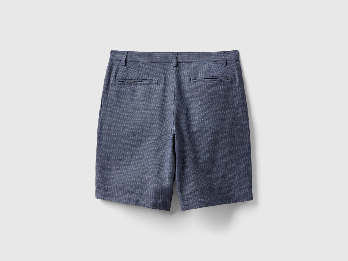 Pantalones cortos de mezcla de lino a rayas