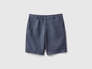 Pantalones cortos de mezcla de lino a rayas