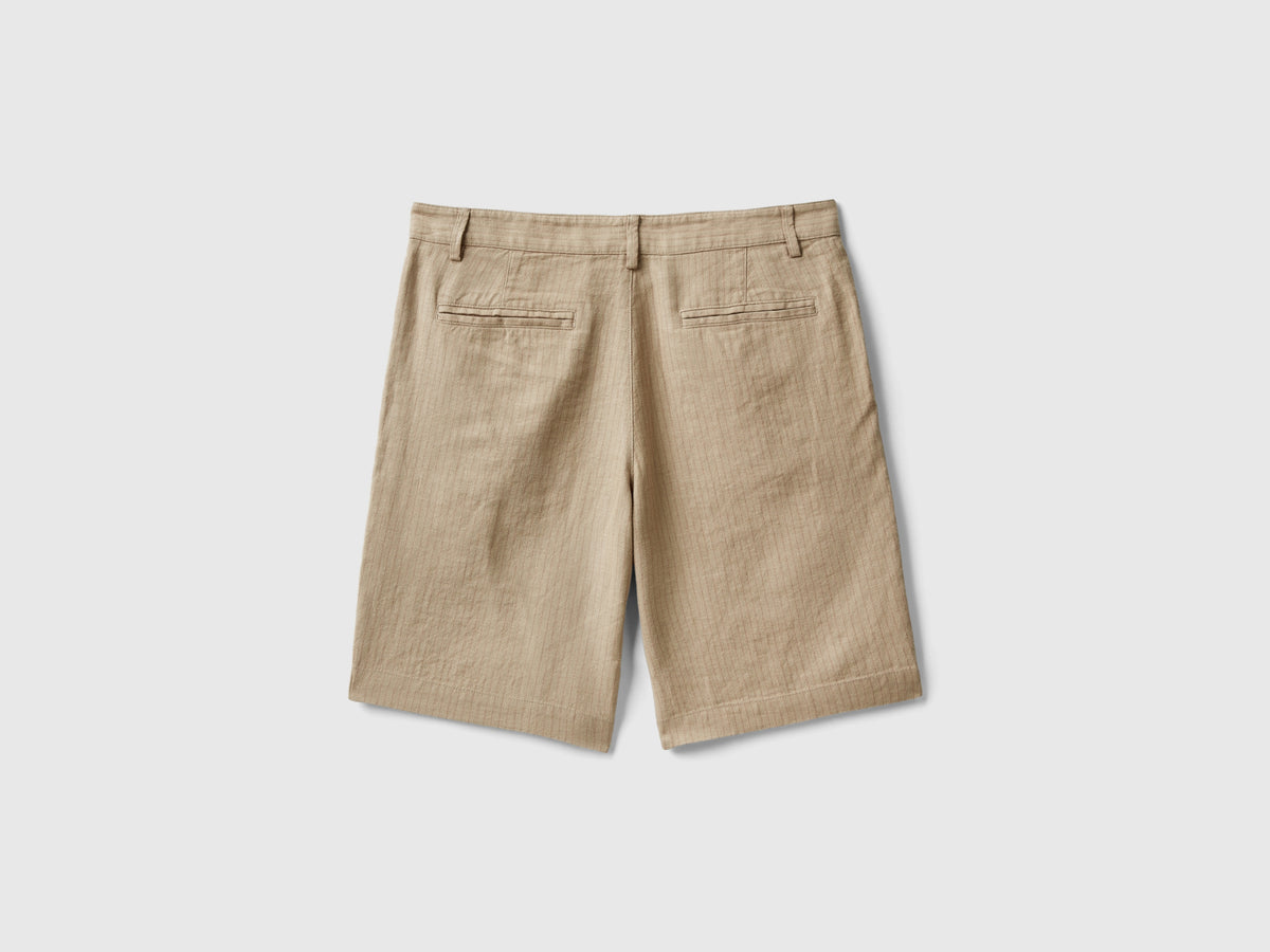 Pantalones cortos de mezcla de lino a rayas