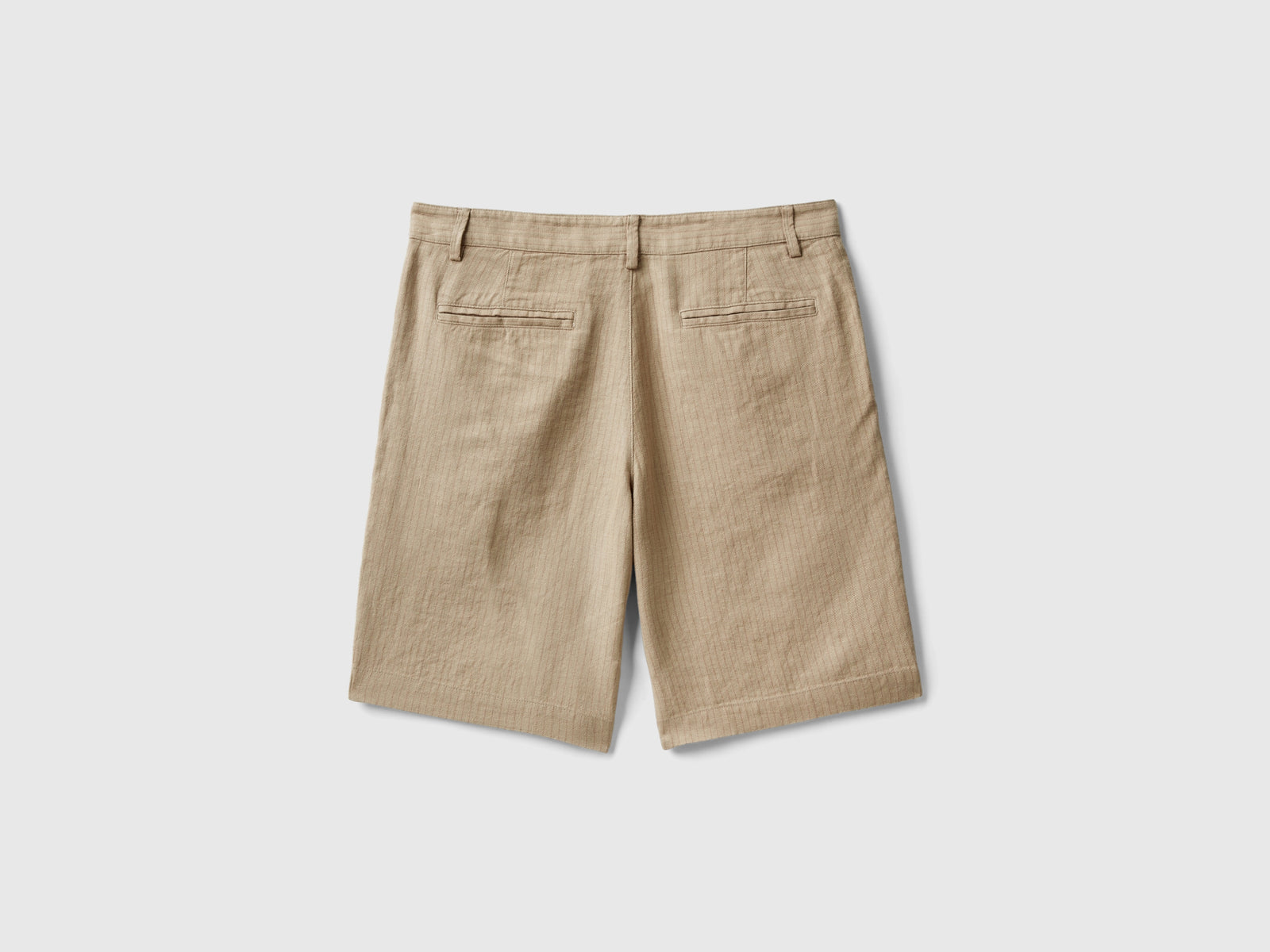 Pantalones cortos de mezcla de lino a rayas da uomo beige 2 | Benetton Outlet
