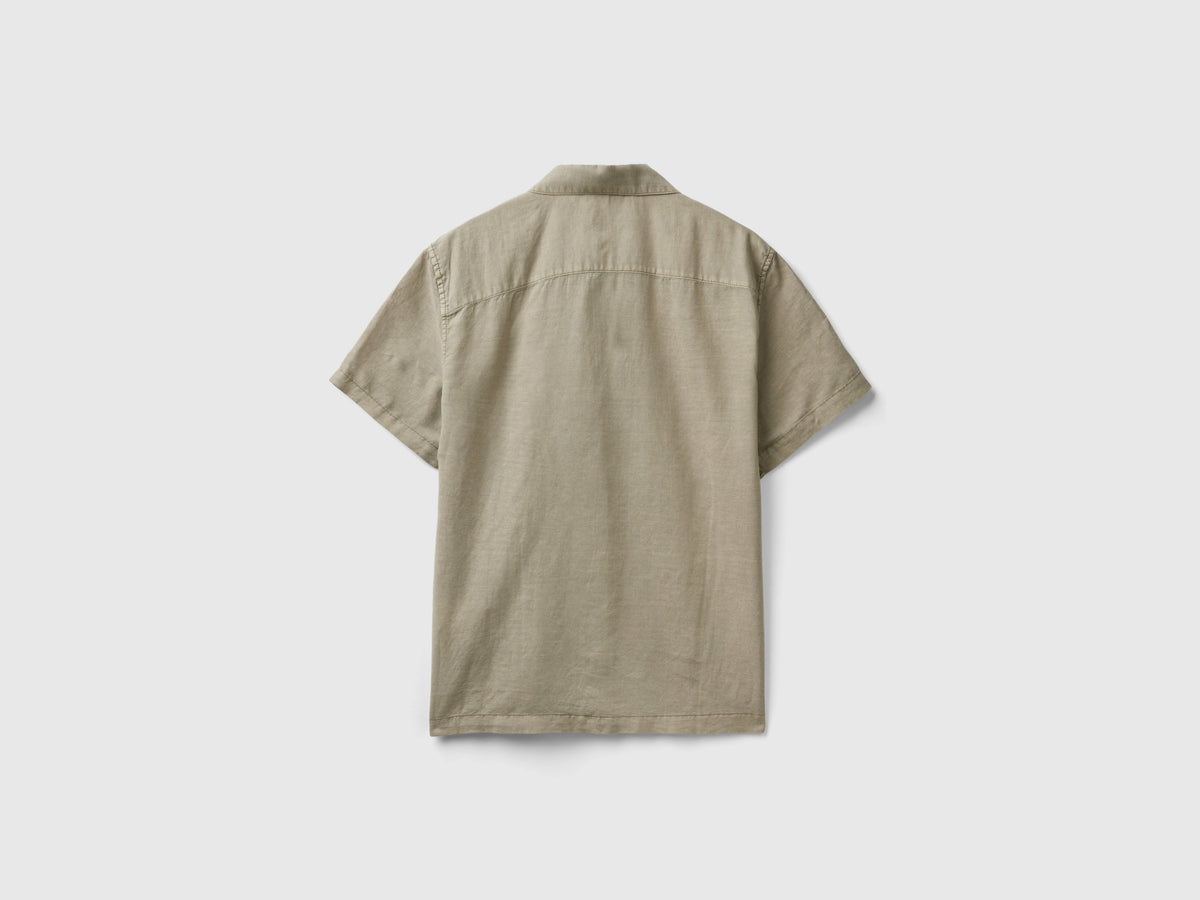 Camicia manica corta in misto lino