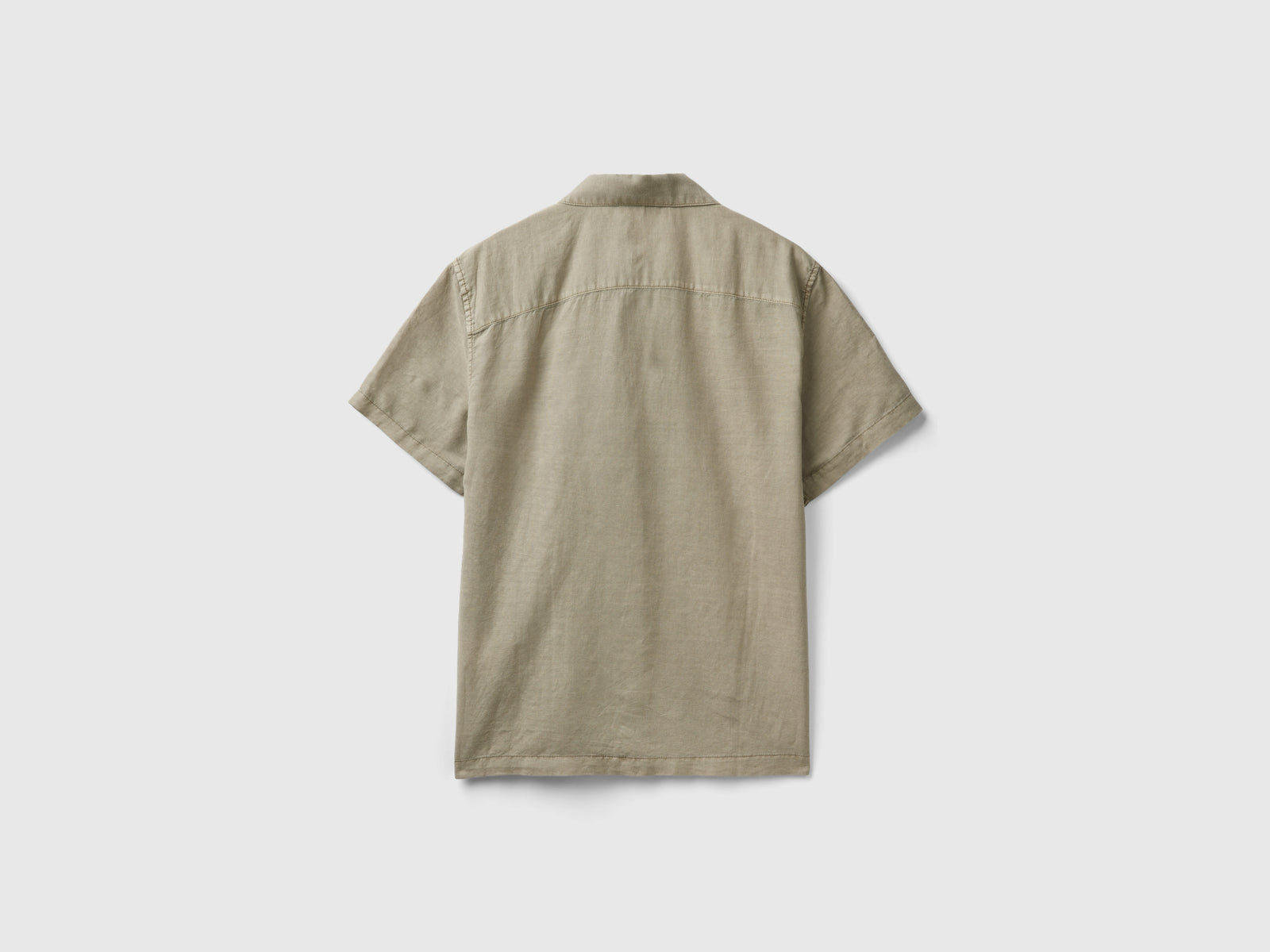 Camicia manica corta in misto lino da uomo beige 2 | Benetton Outlet