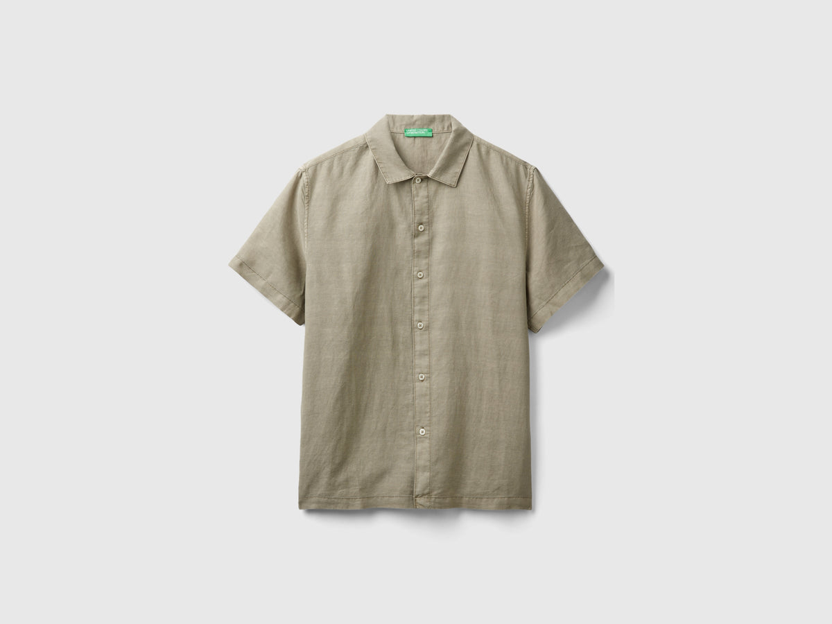 Camicia manica corta in misto lino