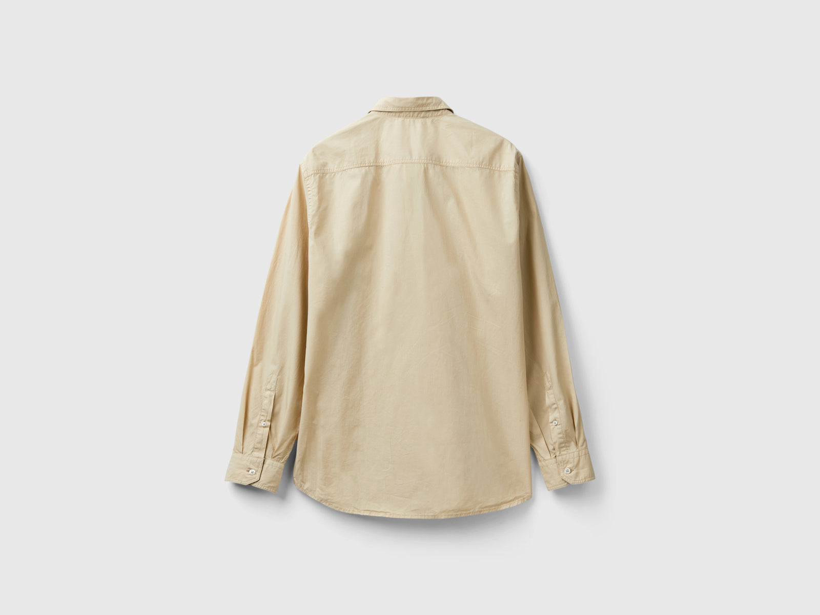 Camicia slim fit 100% cotone da uomo beige 2 | Benetton Outlet