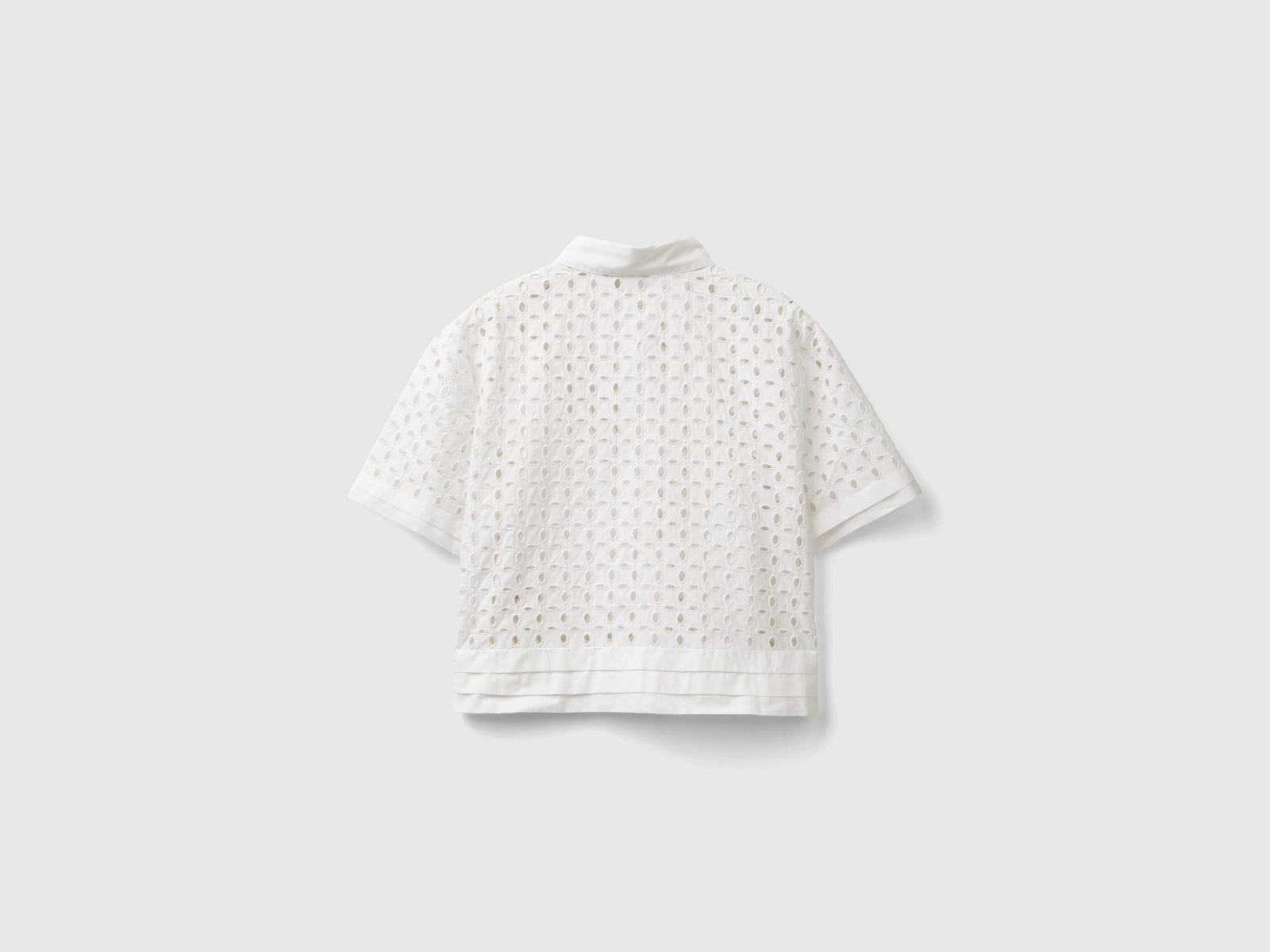 Camicia manica corta in sangallo da donna bianco 2 | Benetton Outlet
