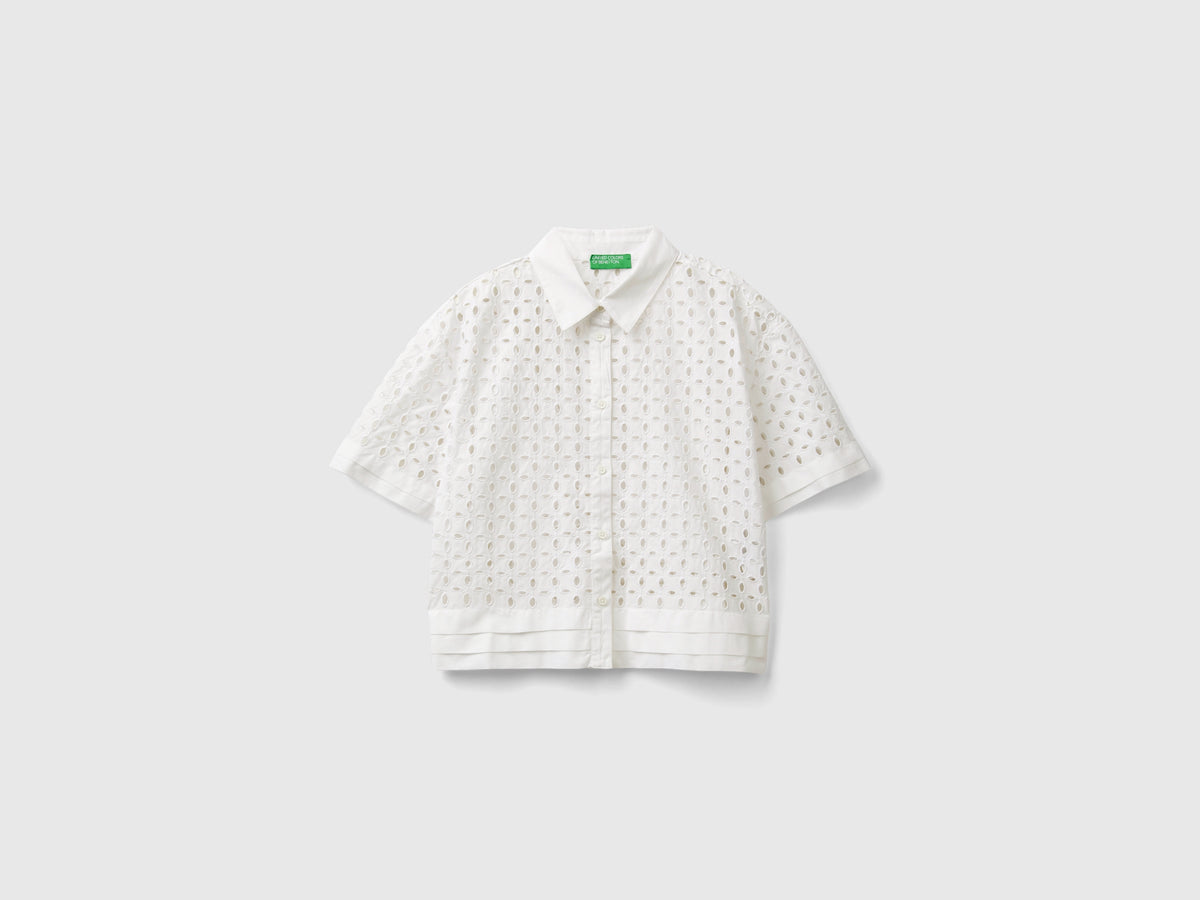 Camicia manica corta in sangallo