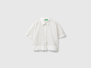Camicia manica corta in sangallo
