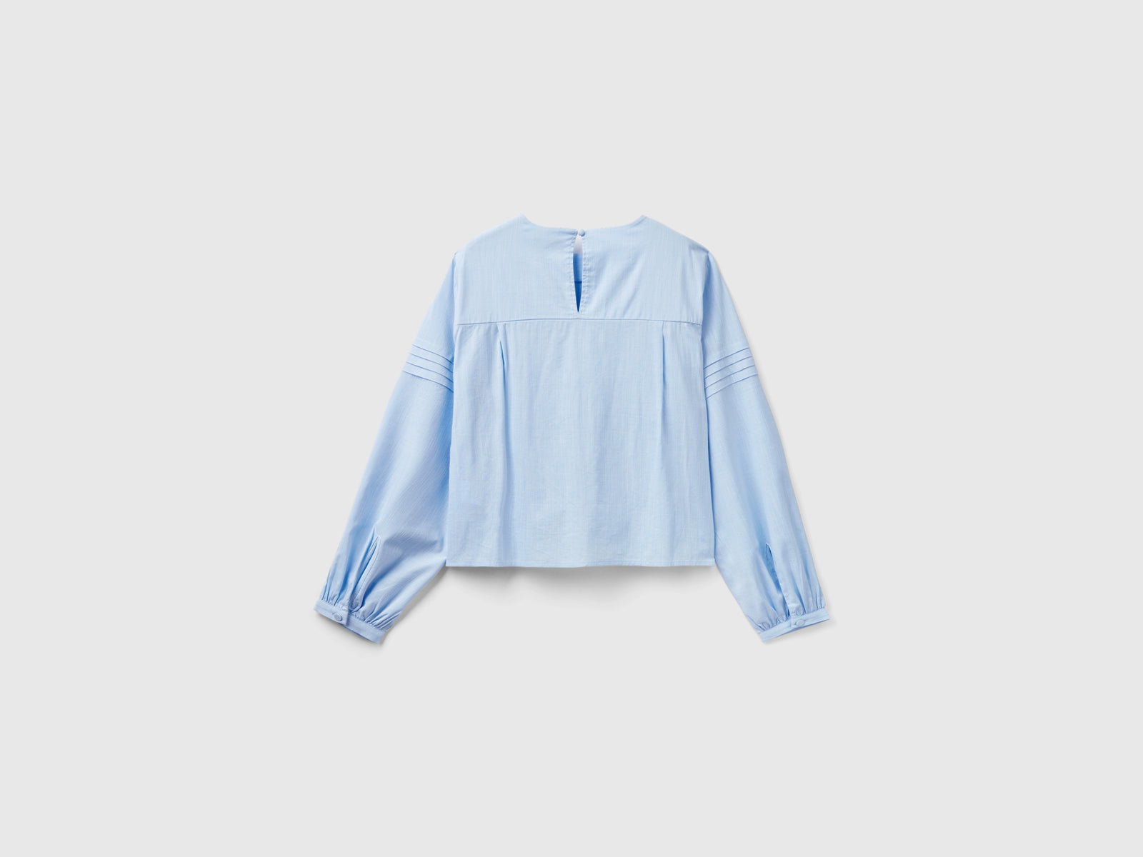 Blusa con pieghe in misto viscosa da donna celeste 2 | Benetton Outlet