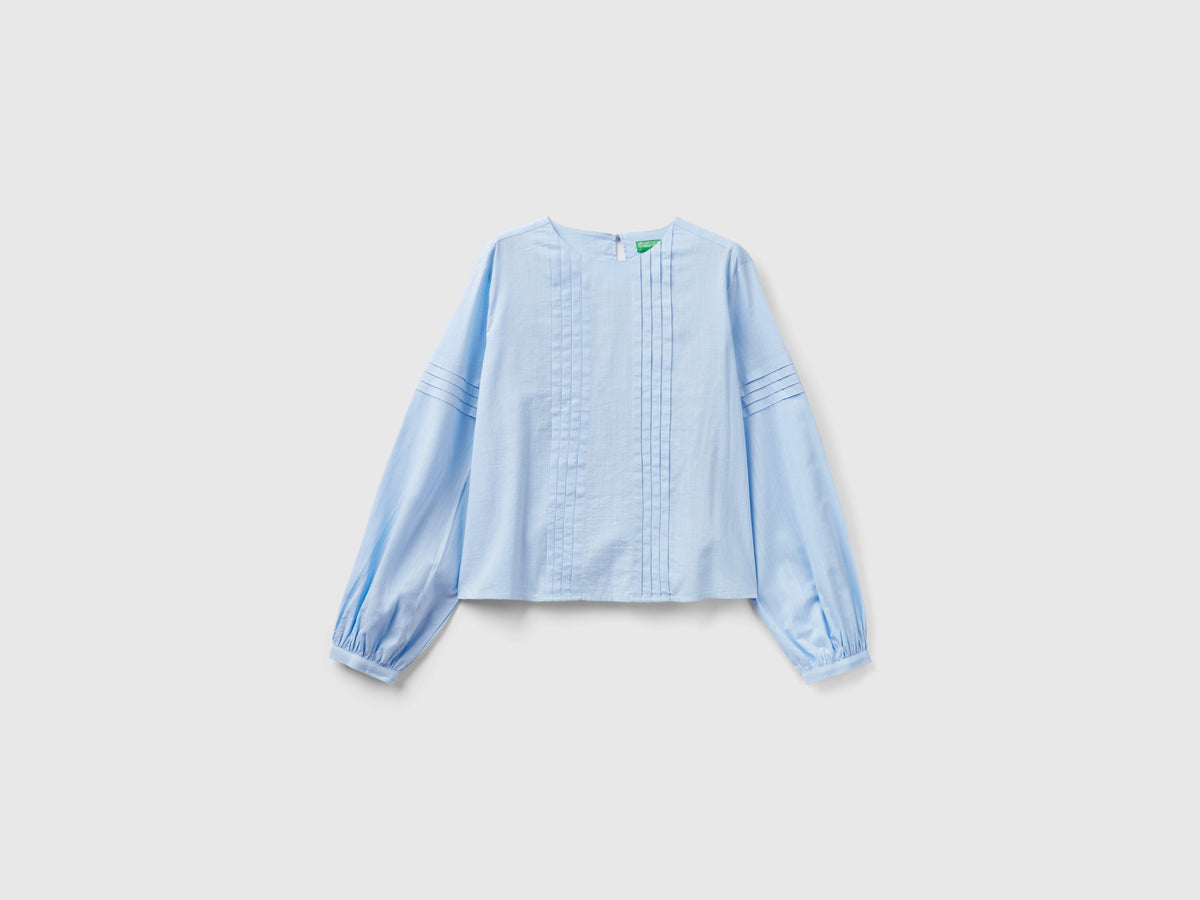 Blusa con pieghe in misto viscosa