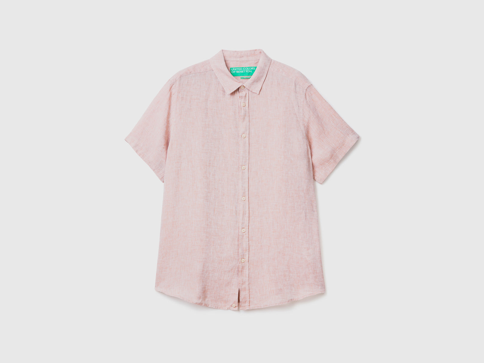 Camicia a manica corta 100% lino da uomo beige | Benetton Outlet