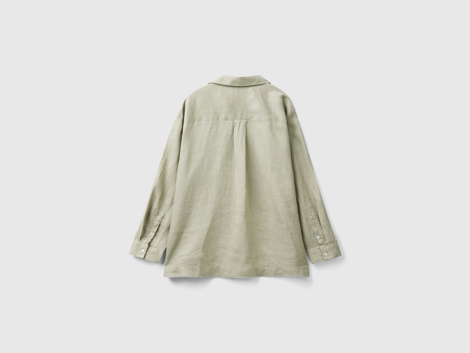 Camicia lunga in puro lino da donna verde 2 | Benetton Outlet