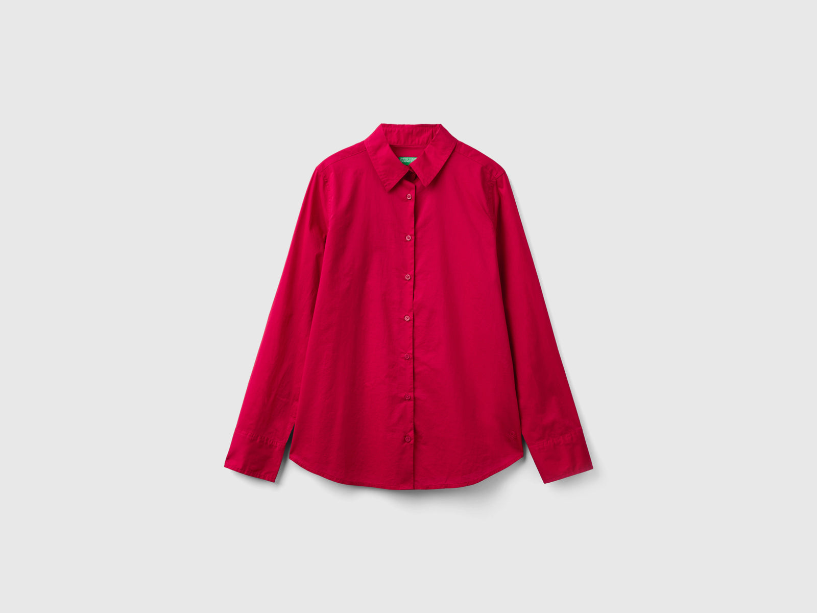 Camicia regular fit in cotone leggero da donna ciclamino | Benetton Outlet