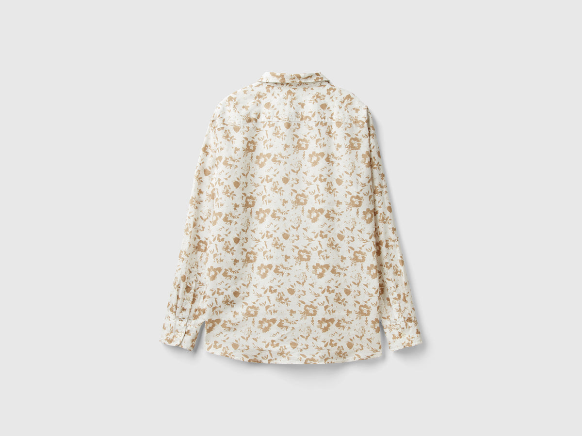 Camicia a fiori in misto lino