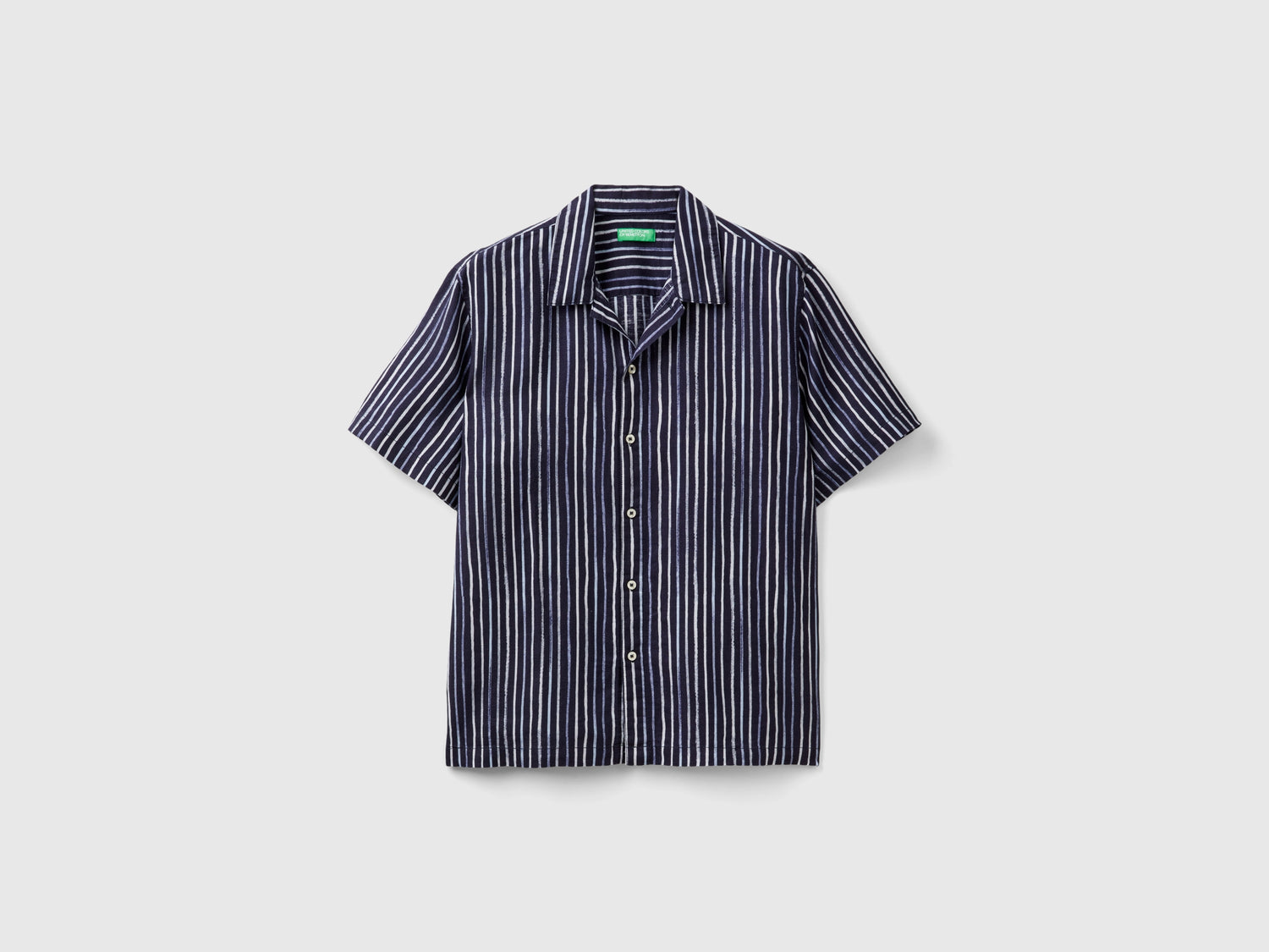 Camicia regular fit a righe da uomo blu scuro | Benetton Outlet