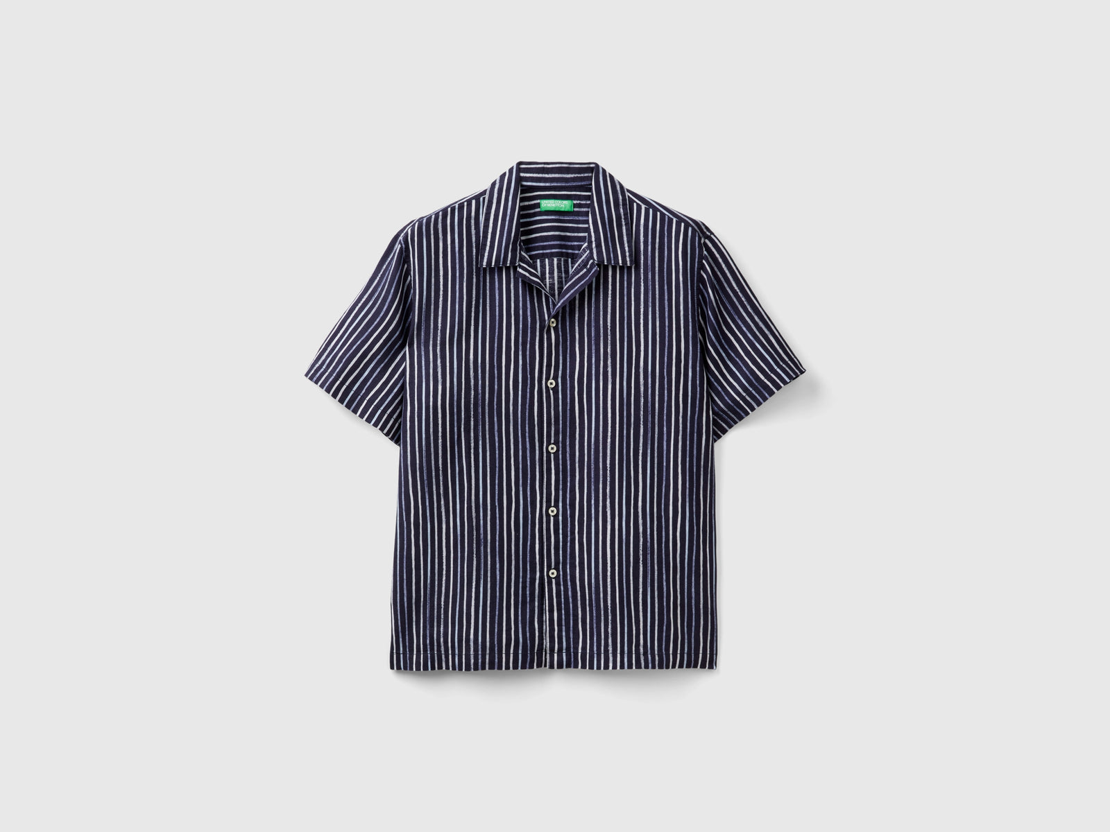 Camicia regular fit a righe da uomo blu scuro | Benetton Outlet