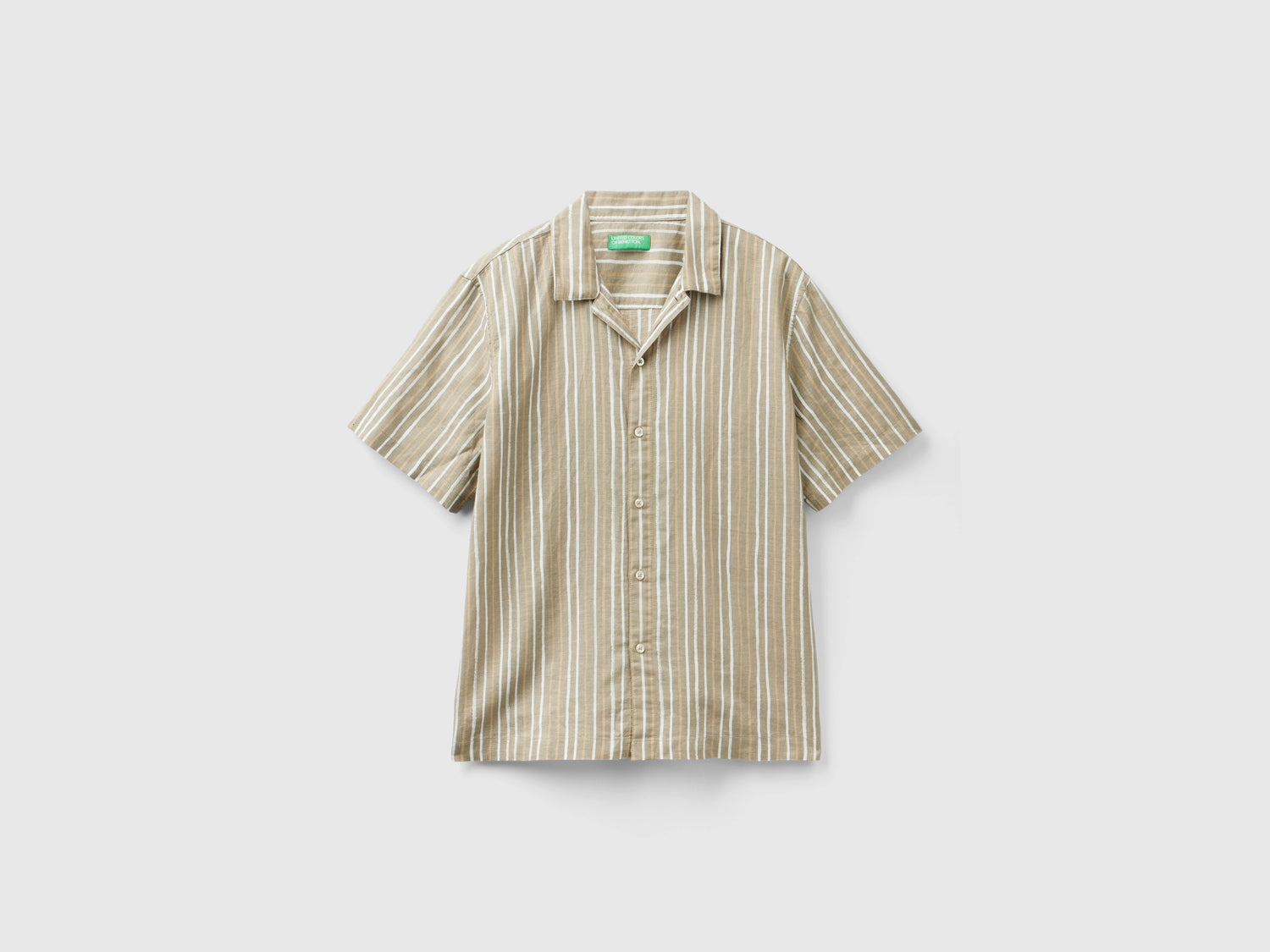 Camicia regular fit a righe da uomo beige | Benetton Outlet