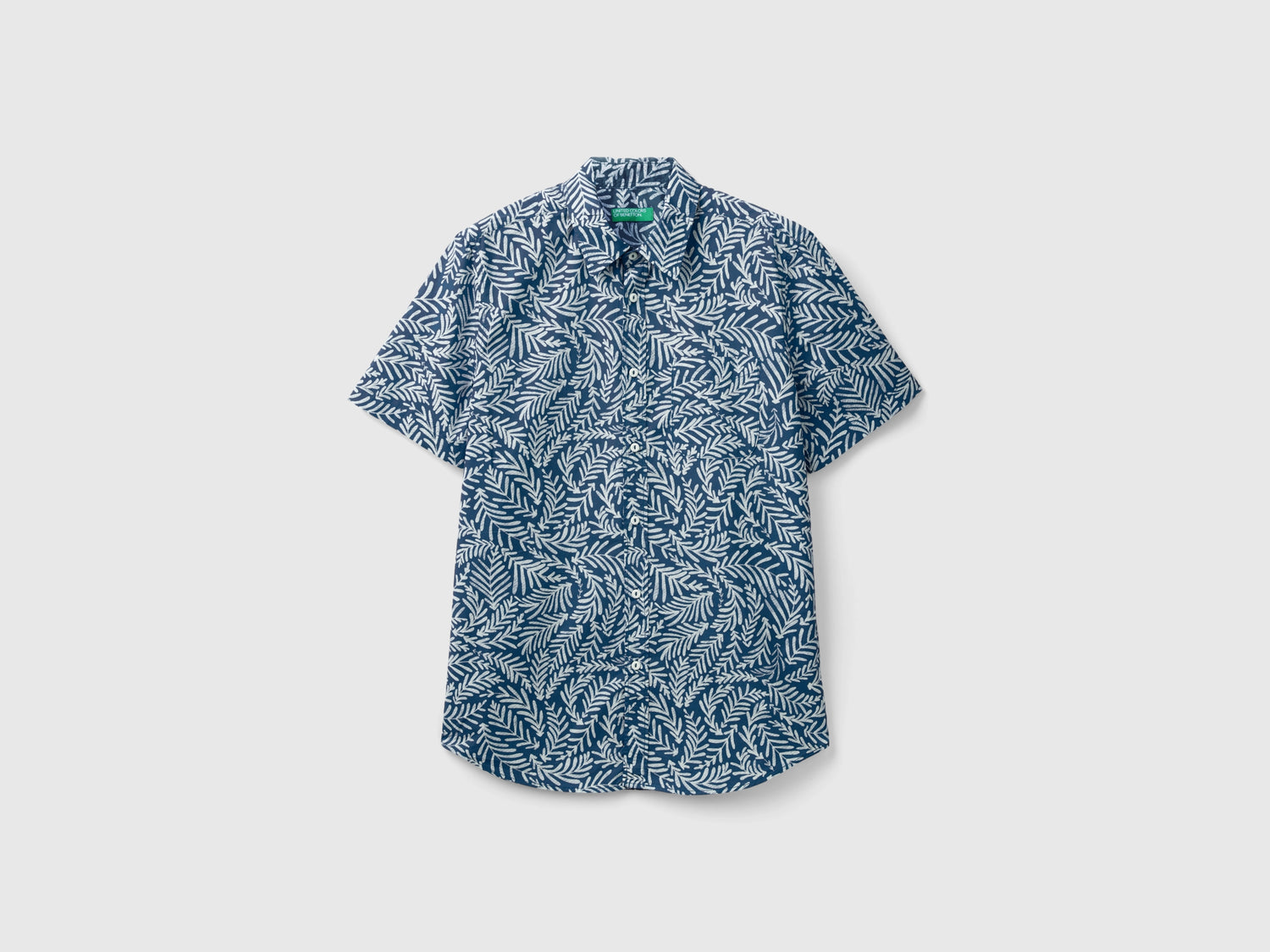 Camicia fantasia a manica corta da uomo blu scuro | Benetton Outlet