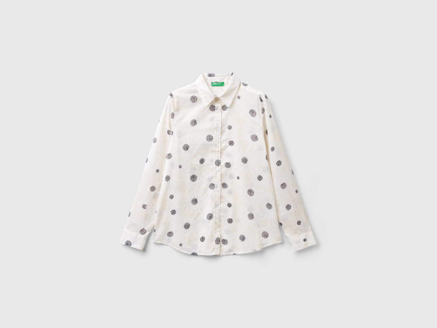 Camicia fantasia 100% cotone da donna beige | Benetton Outlet