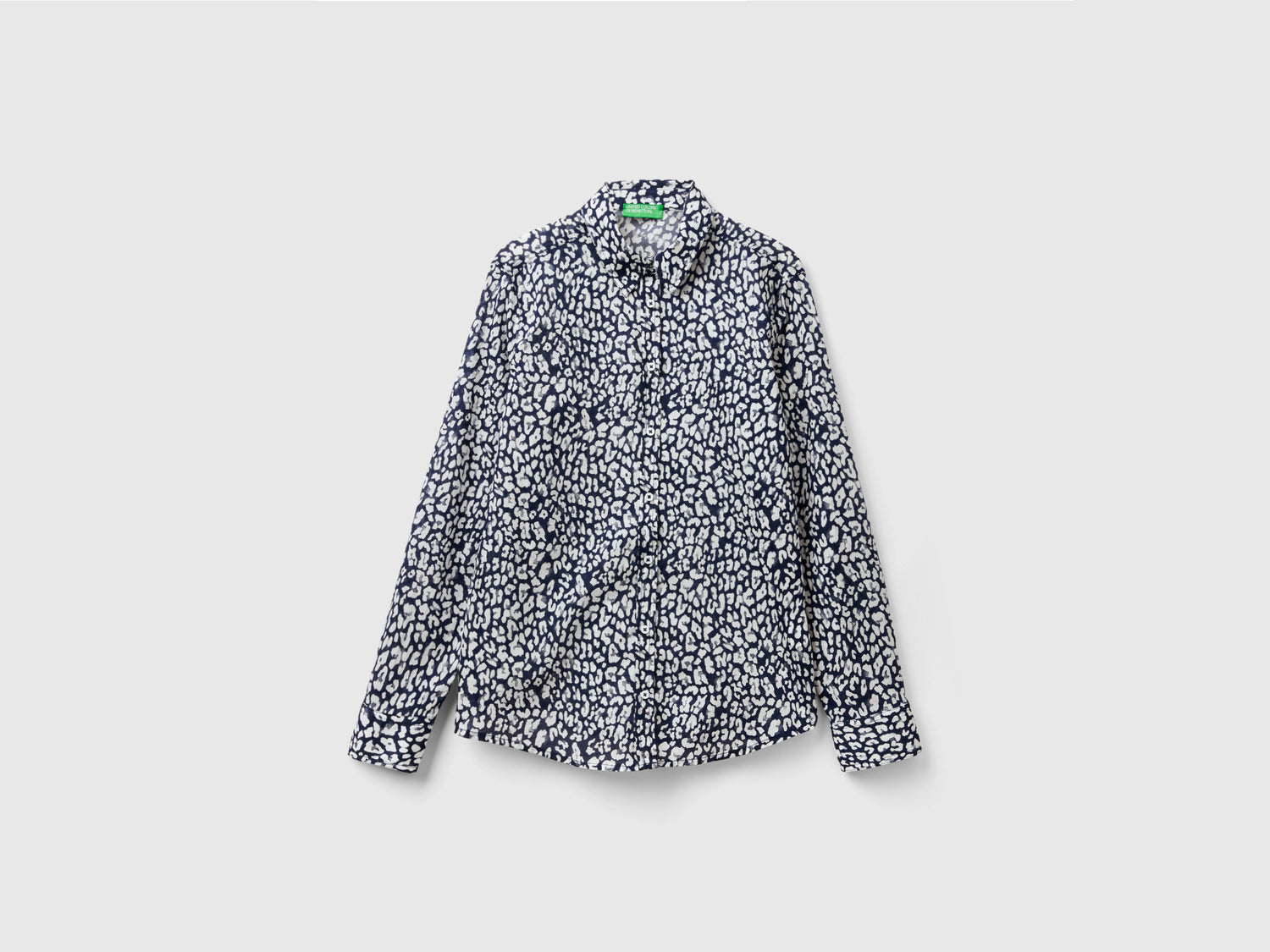 Camicia fantasia 100% cotone da donna blu | Benetton Outlet