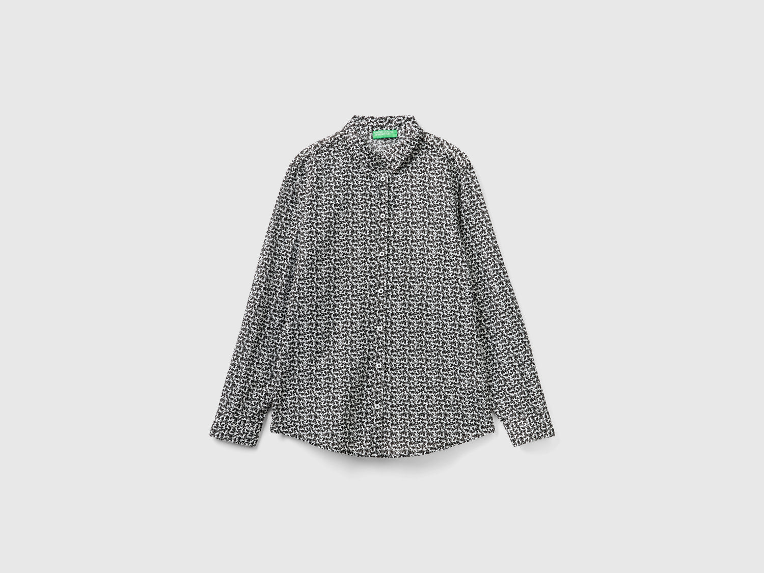 Camicia fantasia 100% cotone da donna nero | Benetton Outlet