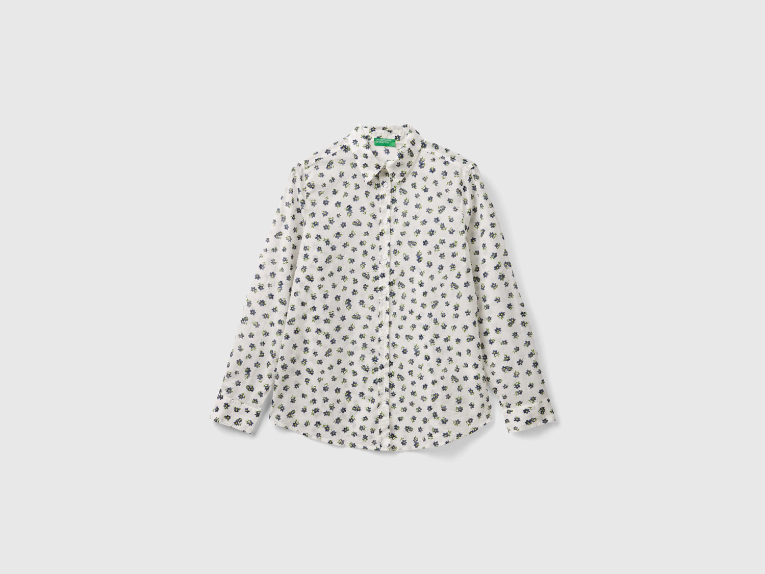 Camicia fantasia 100% cotone da donna bianco panna | Benetton Outlet