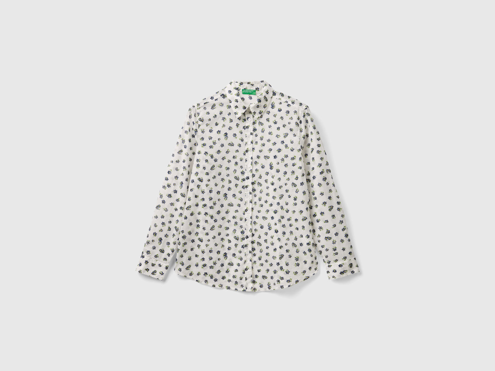 Camicia fantasia 100% cotone da donna bianco panna | Benetton Outlet