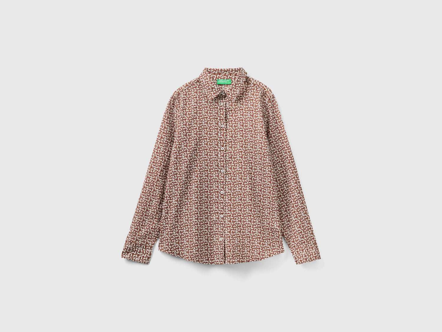 Camicia fantasia 100% cotone da donna marrone | Benetton Outlet
