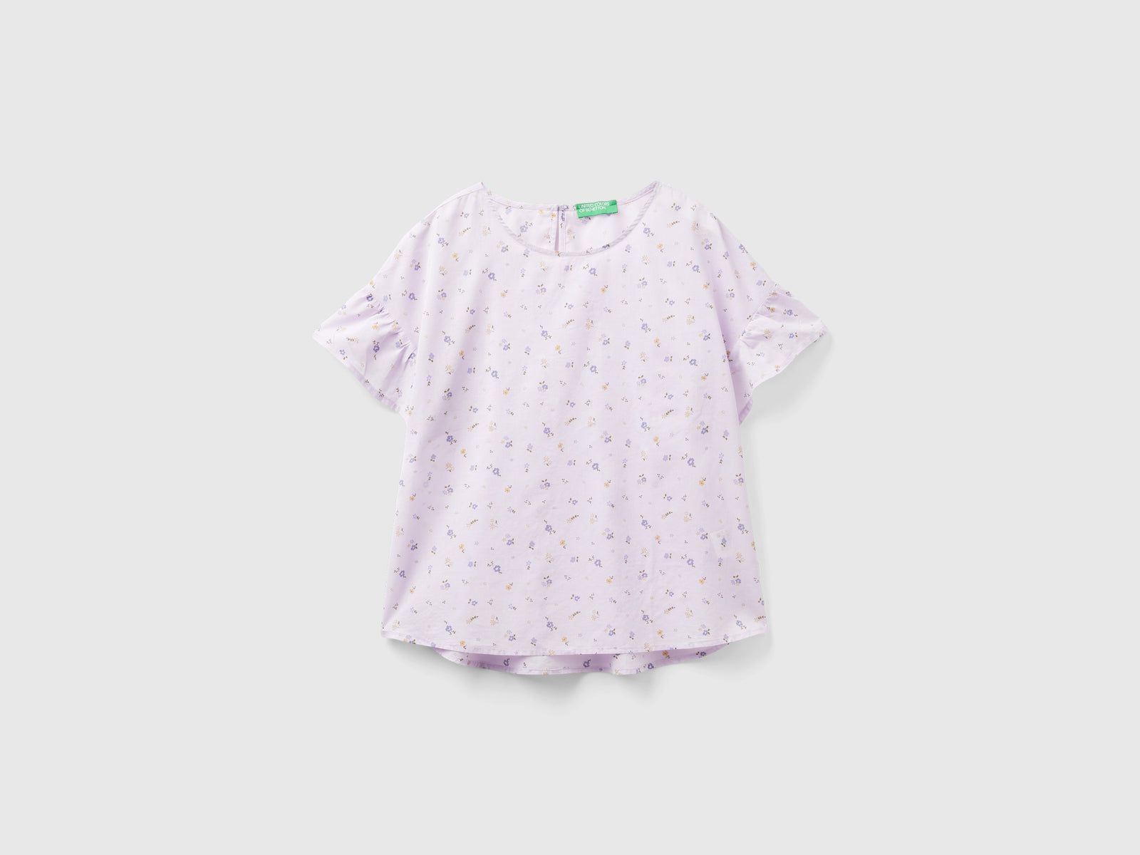Blusa fantasia in cotone leggero da donna lilla | Benetton Outlet