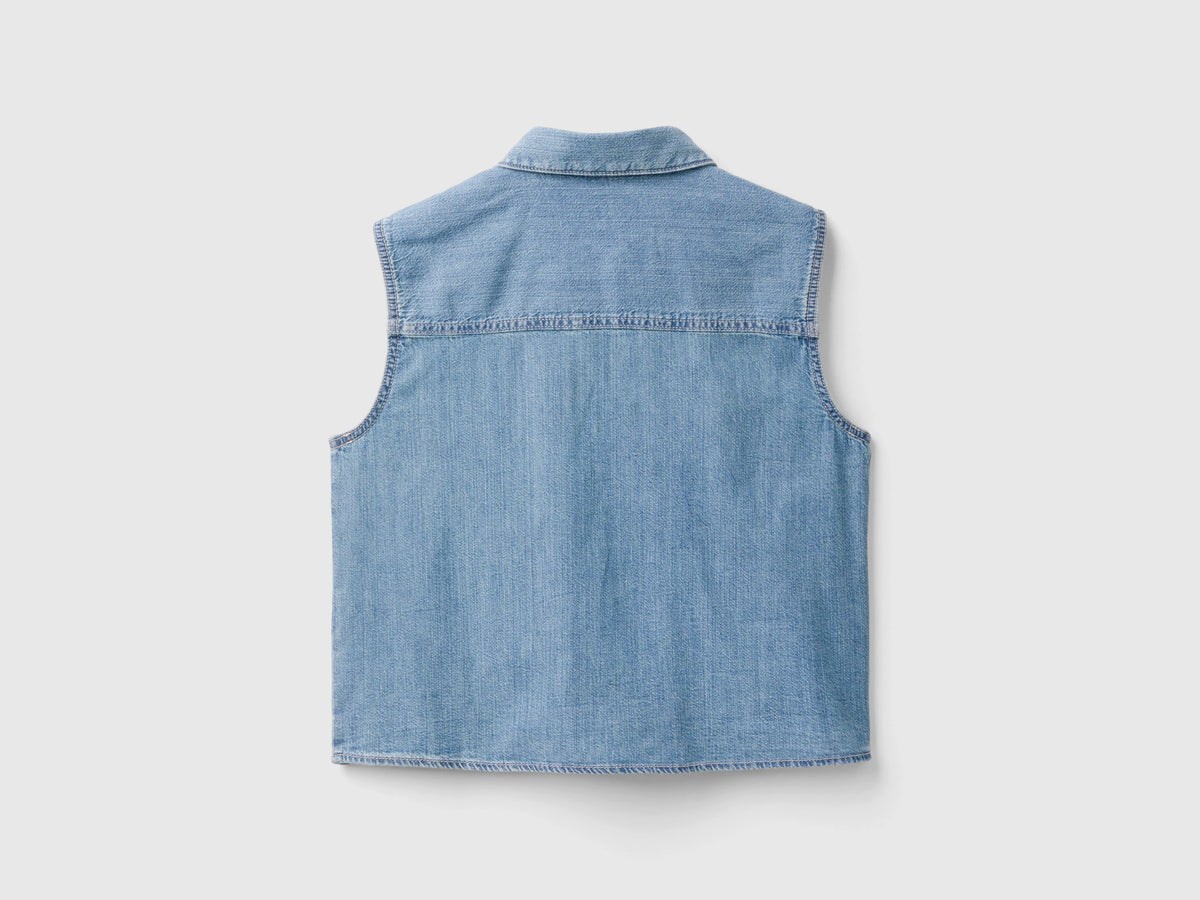 Camicia smanicata di jeans