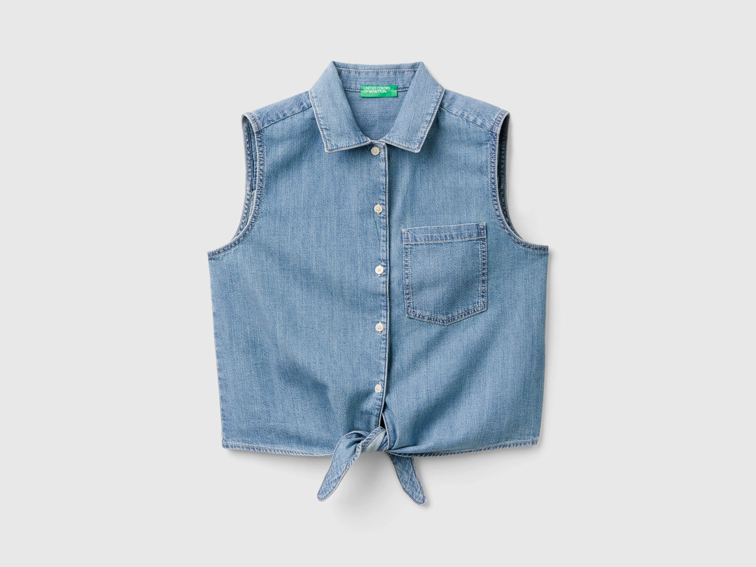 Camicia smanicata di jeans da donna azzurro | Benetton Outlet