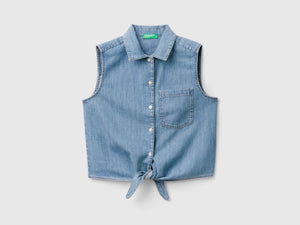 Camicia smanicata di jeans