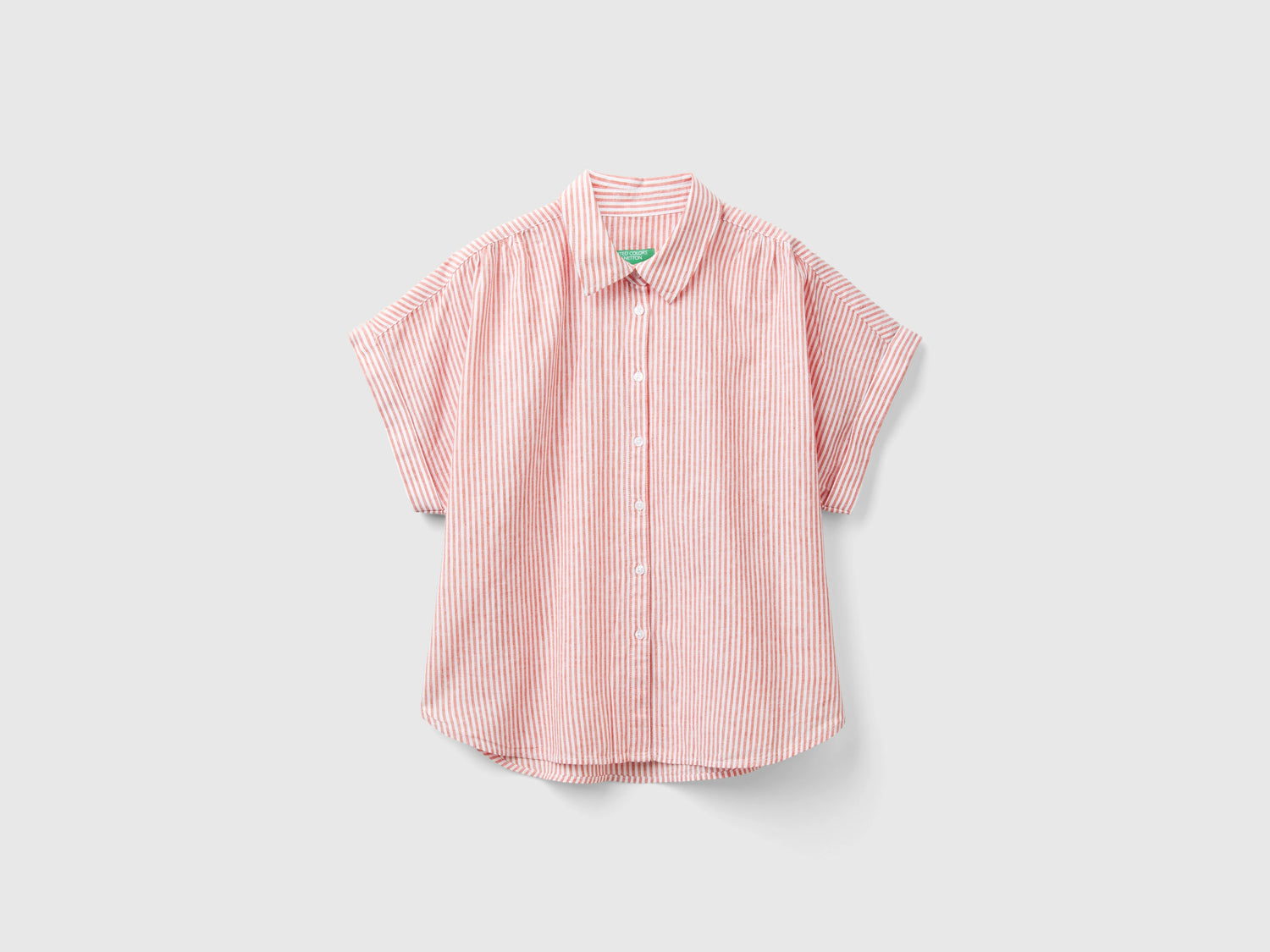 Camicia a righe comfort fit da donna rosso corallo | Benetton Outlet