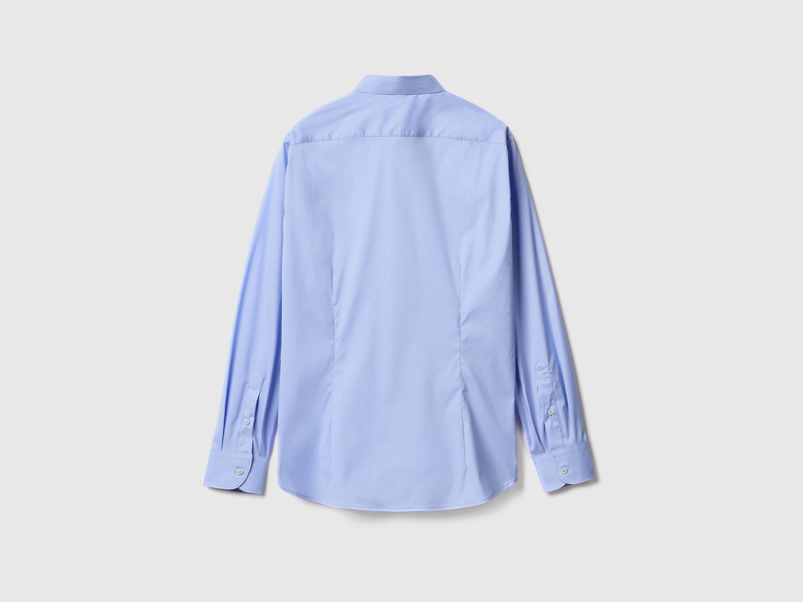 Camicia slim fit tinta unita da uomo celeste 2 | Benetton Outlet